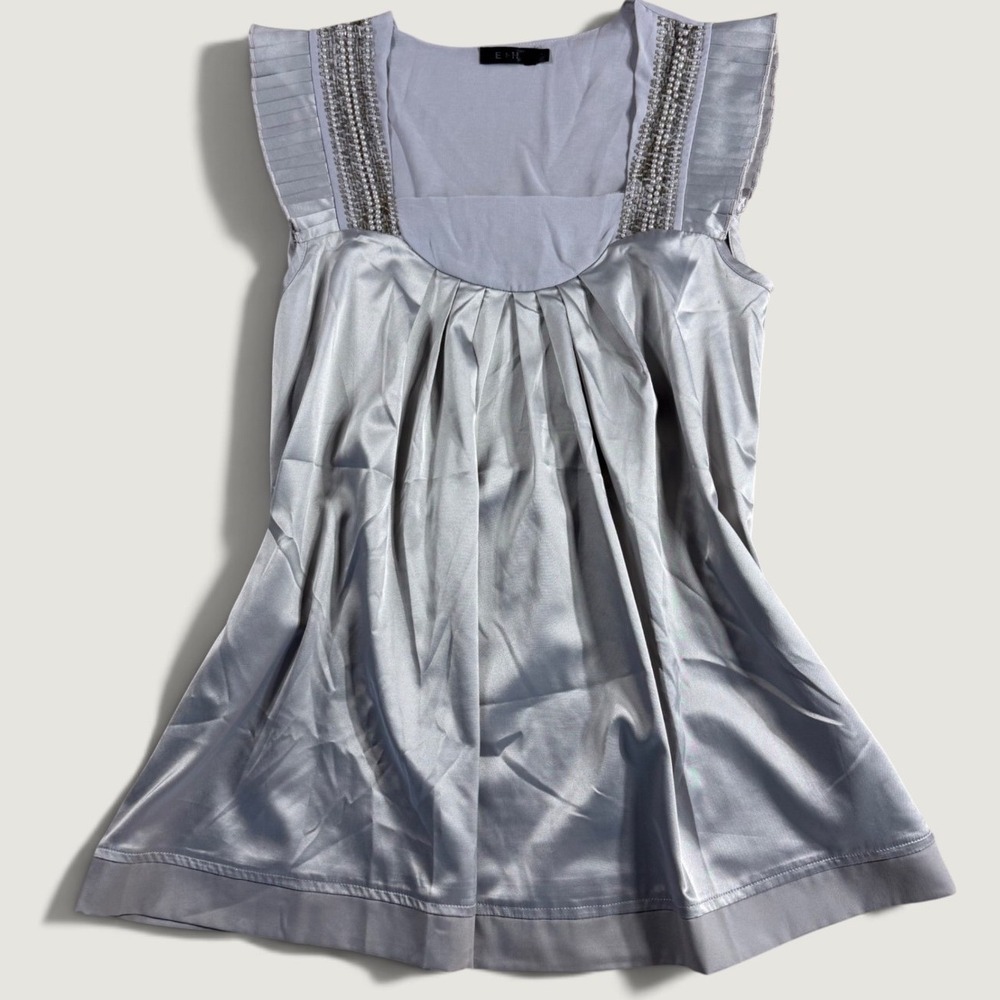 E+H Embellished Sleeveless Top Womens Size M Lavender Grey